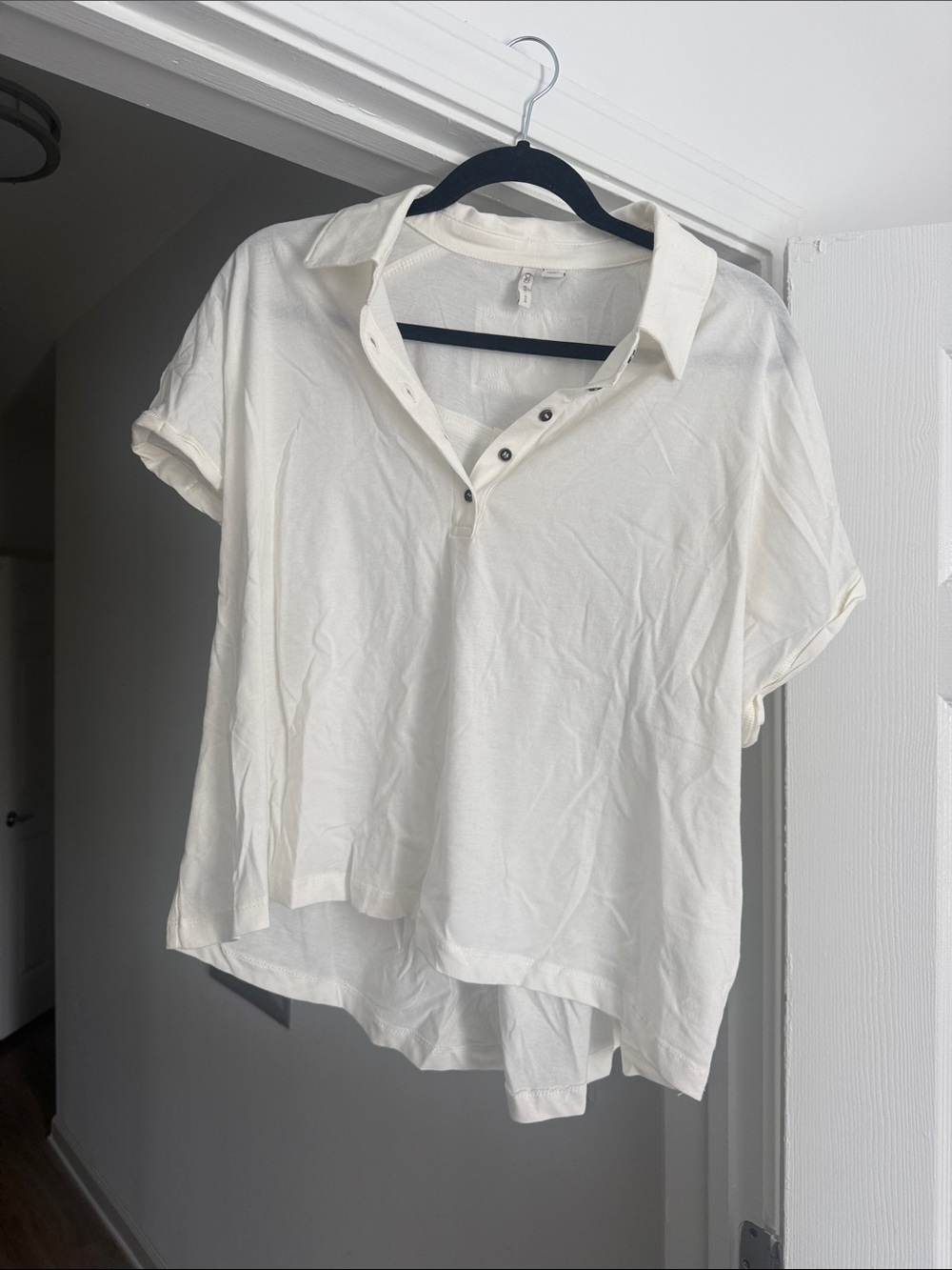 Cato Cream Short-Sleeve Polo Crop Top